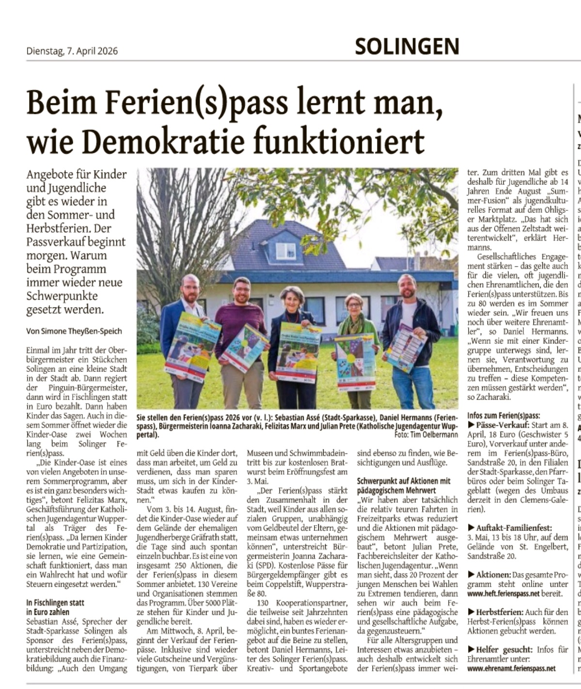 Zeitungsbericht Beim Ferienspass lernt man, wie Demokratie funktioniert